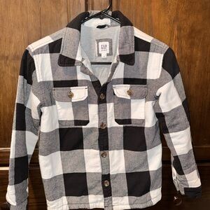 GAP Kids Gray and Black Lined Flannel Shirt Jacket